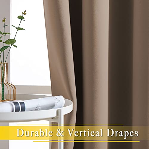 NICETOWN Blackout Blinds for Patio Door, Sliding Door Insulated Blackout Curtains, Extra Wide Curtain with Grommet Top for Villa/Hall/Parlor (Cappuccino, 80 inches W x 84 inches L)