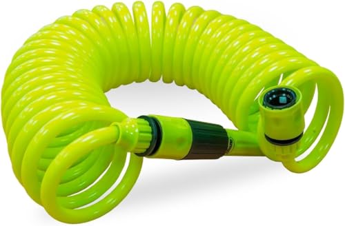 Amig - Spiralschlauch - aus Polypropylen - Ausziehbare Messung bis zu 7-5 m - Inklusive Bewässerungslanze- Adapter und 2 Spleißen - Pistaziengrün