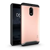TUDIA Nokia 6 (2017) Case, Slim-Fit HEAVY DUTY [MERGE] EXTREME Protection/Rugged but Slim Dual Layer Case for Nokia 6 2017 (Rose Gold)