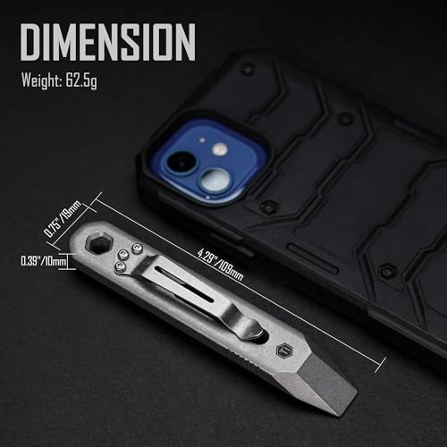 KeyUnity Titanium EDC Multitool - Pocket Pry Bar and Bit Holder with Clip - Image 2