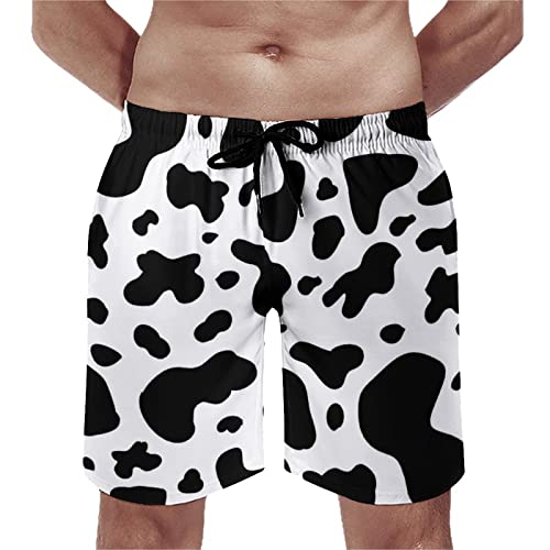 Mens Cow Print Beach Board Shorts Swim Trunks with Mesh Lining2