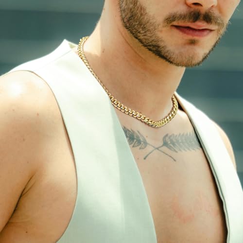 7MM Gold Chain for Men Women 14K Gold Chain Necklace for Women Mens Chains Necklaces Cuban Link Chains 16'' 18'' 20'' 22'' 24'' 26'' 30''2