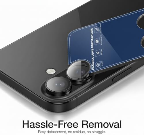 Image of OpenTech Premium Camera Lens Protector Compatible For iPhone 17 /16 /16 Plus (Black) - 9H Tempered Glass, Military-Grade Anti-Scratch, Case-Friendly, Easy Install Frame