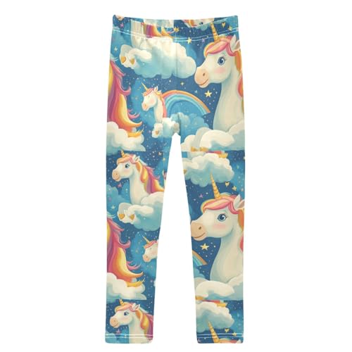 Happy Unicorns Gold Hearts Girls Leggings Kids Yoga Pants Dance Active Tights 4T