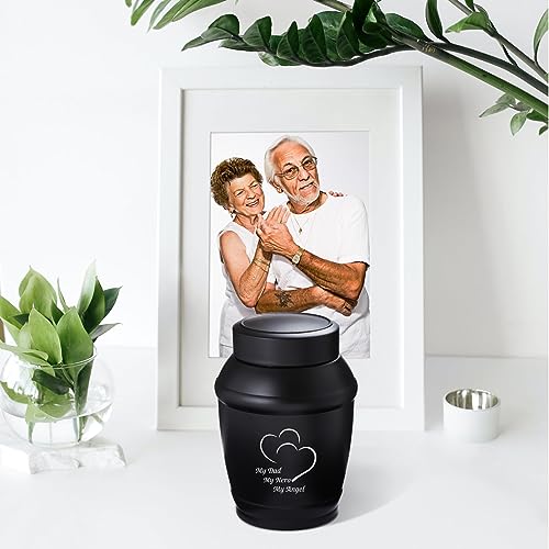 Image of 5.7 inch Medium Cremation Urns for Human Ashes Adult Male Dad Men,Black Heart Urns for Human Ashes