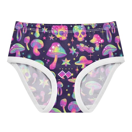 Wusikd Colorful Mushrooms Girls' Underwear Cotton Skulls Stars Girls Briefs Soft Toddler Underwear 2T