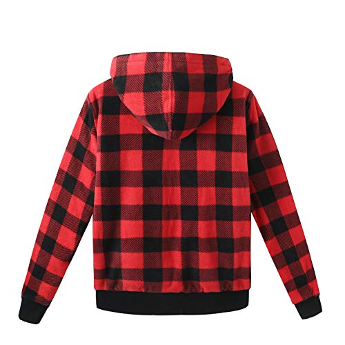 ZENTHACE Men's Thicken Sherpa Lined Checkered Flannel Hoodie Shirt Jacket2