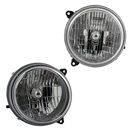 Image of TRQ Headlight Assembly Set CH2502146 CH2503146 Compatible with 2003-2004 Jeep Liberty