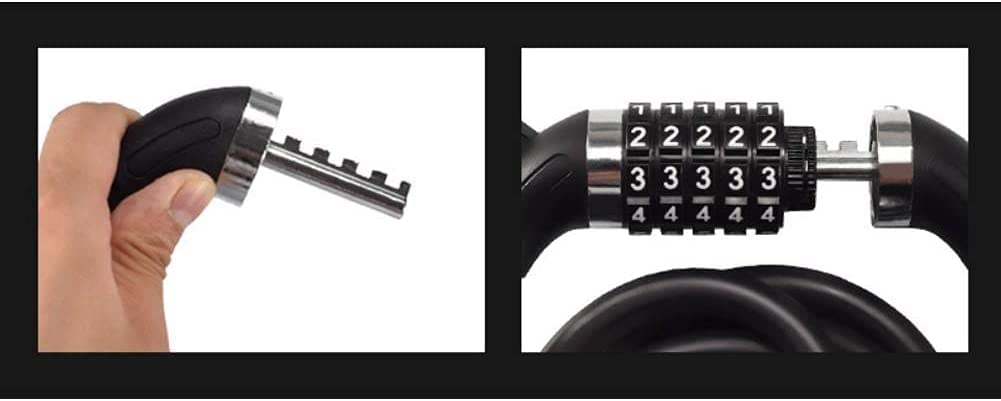 Candado de Cable para Bicicleta, antirrobo con contraseña de 5 dígitos, para Bicicleta de montaña, con Cadena, para Ciclismo (Azul, 1,2 m)