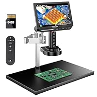 TOMLOV TM4K-AF Max Autofokus Digital Mikroskop 2000X, 4K 10,1\ IPS-Schwenkarm-Lötmikroskop für Erwachsene, 52MP HDMI-Mikroskopkamera für Münzen und Löten, mit Ringlicht, PC/TV-kompatibel, 64GB