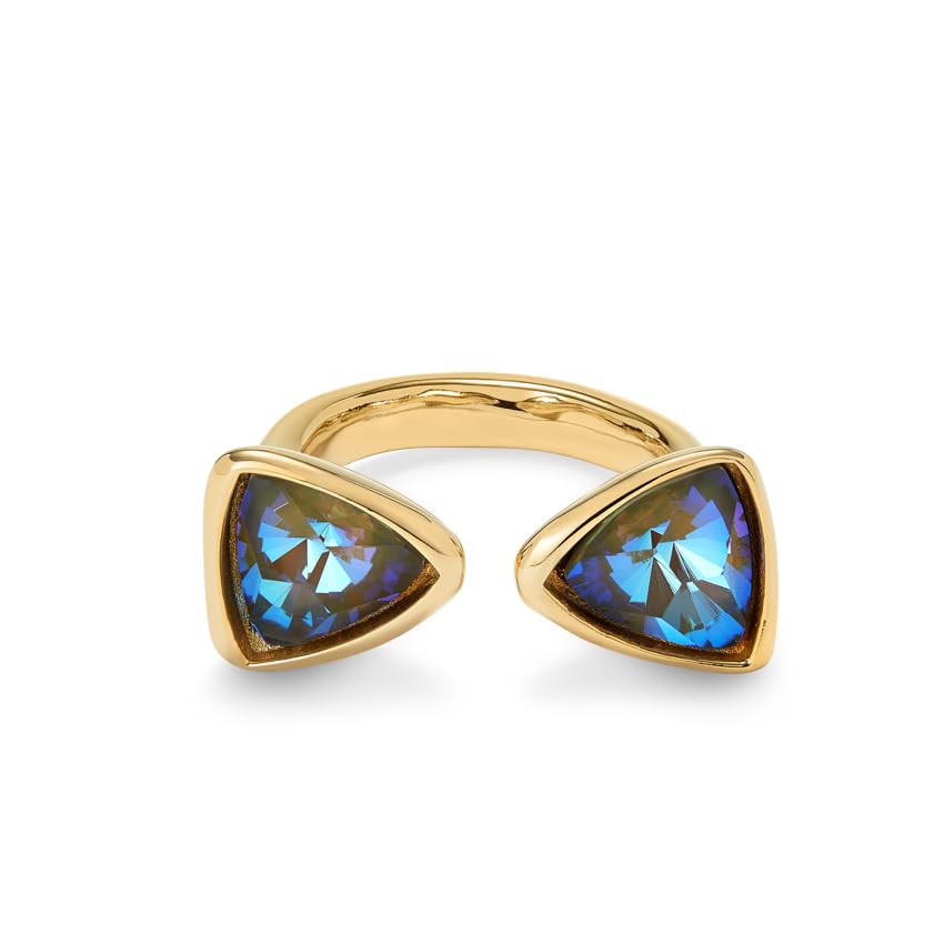 Bague avec deux cristaux UNOde50 en or 18k et design fait main