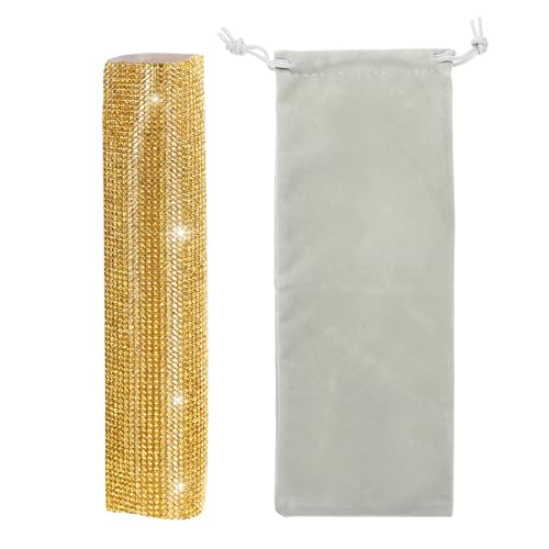 Housse de poignée de microphone dorée en strass pour micro sans fil