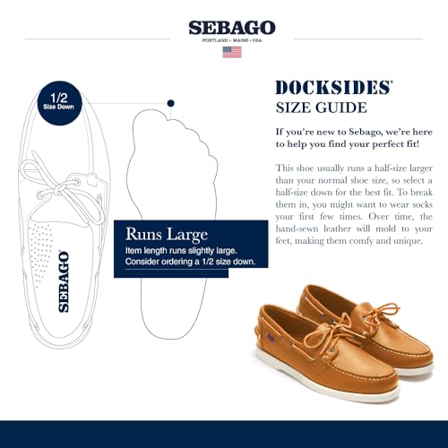 Image of Sebago Portland Boat Shoes - Full-Grain Leather Moccasins, Handsewn with Leather Sock Lining and Non-Marking, Slip-Resistant Sipped Rubber Outsoles