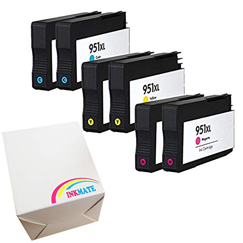 INKMATE Compatible Ink Cartridge Replacement for 951XL for HP Officejet Pro 8610 8600 8610 Plus Printer 2 Magenta 2 Yellow 2 Cyan 6 Pack