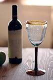 Kalalou Eight Ounce Wine Glass with Amber Rim, One Size, Green