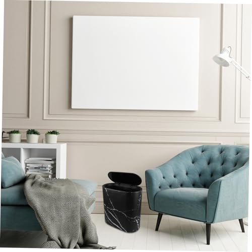 Basurero compacto rectangular negro para baño y cocina miniatura 6