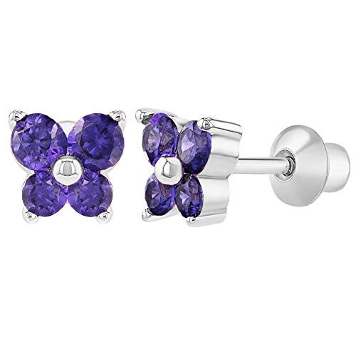Preisvergleich Produktbild In Season Jewelry Baby - Schraubverschluss Ohrringe Schmetterling Rhodiniert Lila Kristall