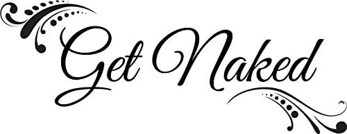 Get Naked Illustrated Bathroom Shower Home Decor Decal Sticker ((M)25''x10'')