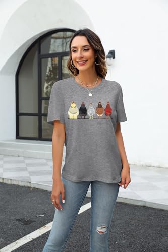 Chicken Tshirt Mom Cute T Shirts Womens Short Sleeves Farm Country Casual Tee Tops2