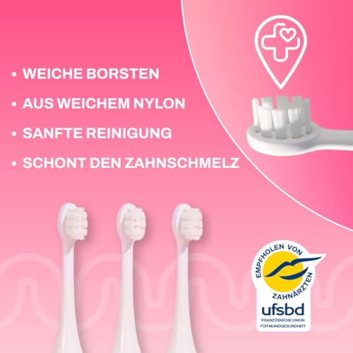 My Variations ® - Packung mit 3 elektrischen Schallzahnbürstenköpfen für Kinder – von Zahnärzten empfohlen – weiche Borsten aus Dupont Nylon – ab 3 Jahren – Bild 5