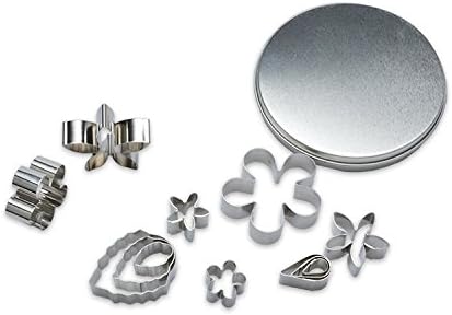 Homy Feel Flower & Leaf Shaped Cookie Biscuit Cutter Set 12 Circle Pastry Donut Cutter Set Round Cookie Cutters Circle Baking Metal Ring Molds