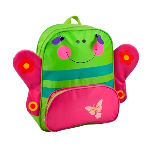 Mochila Infantil Borboleta, Verde e Rosa, com Bolso Frontal