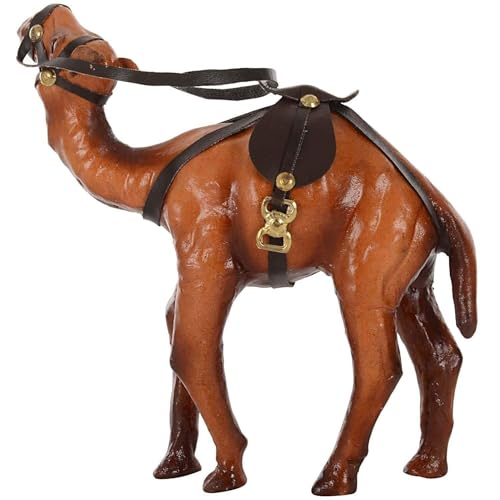 Rajasthani Wooden Camel showpiece Leather & Suede Standing Figuri...