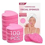 100 Stück komprimierte rosa Gesichtsschwämme | 100 % natürliche Zellulose umweltfreundliche Make-up-Schwämme für sanfte Reinigung, Peeling und hartnäckige Make-up-Entfernung | Reise- und