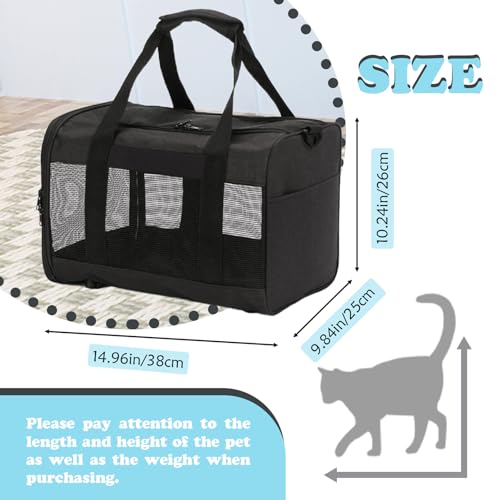 Image of Travel Carrier for Cats,Cat Soft-Sided Carriers Ventilated Breathable Foldable Kitten Carrier Soft Airline Approved Carrier for Small Dogs Kitty Puppies Under to 12 Lb(Black)