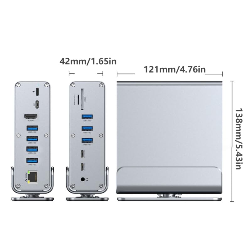 Il portatile 15 in 1 hub di USB C per la casa dell'ufficio include HDTV e porta Ethernet