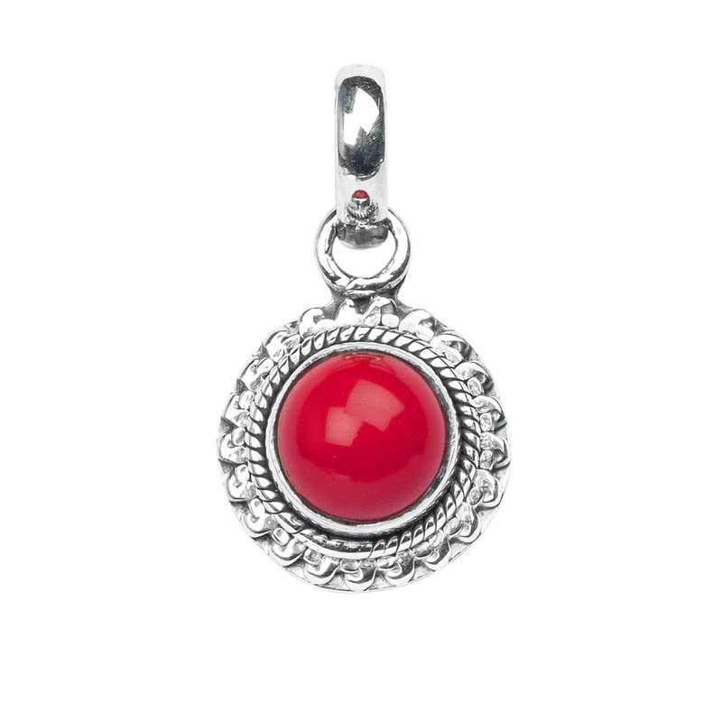 Coral Stone Pendant, Handmade 925 Sterling Silver Pendant, Silver Gemstone Pendant, Bohemian Jewelry, Sterling Silver Pendant for Women, Anniversary