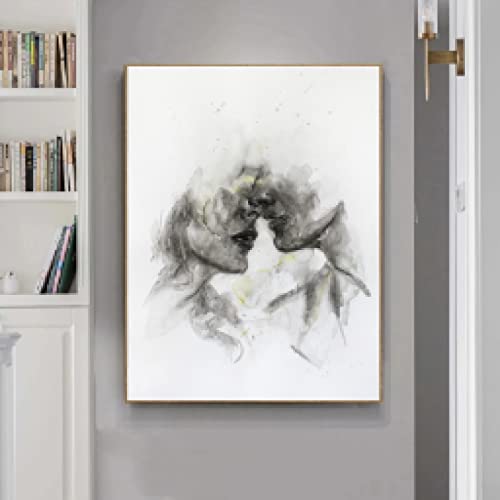 Toile murale de salon haut de gamme dessin abstrait baiser romantique sans cadre 60x80