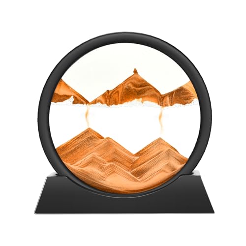 Wai Danie Tableau rotatif avec paysage de sable en 3D, décor fonds marins, fluide, sablier décoratif esthétique pour bureau, salon, pour adultes et enfants (Or, 7