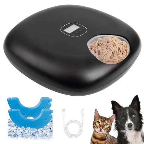 Pet Prime Automatic Cat Food Feeder Pet Feeder with Digital Timer and Two Ice Packs 6 Meal Food Dispenser up to 300g in Each Automatic Cat Feeder for Wet Food