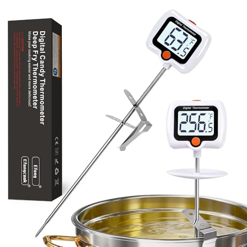 Candy Thermometer for Candy Making with Pot Clip,Best Instant Read Thermometer Digital for Cooking, Baking, Candy and Cheese Making – 10 Inch Probe, Large Rotating LCD Display, Essential Baking Tool