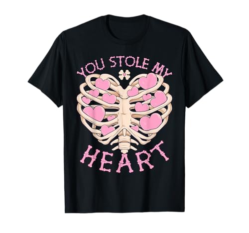 You Stole My Heart Skeleton Rib Cage Xray Halloween Pareja Camiseta