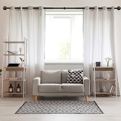 Rustic Curtain Rod, Industrial Curtain Rods For Windows 48 To 84 Inches, Blackout Wrap Around Curtain Rod, For Indoor And Outdoor, Simple Modern Design, 48 To 86 Inches, Black #TOP6