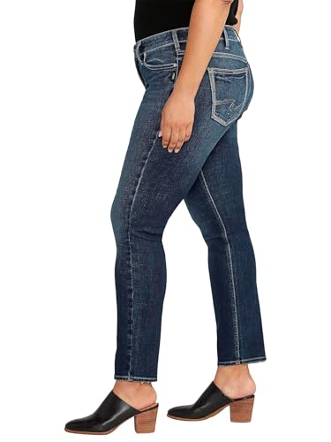 Silver Jeans Co. Women's Plus Size Britt Low Rise Curvy Fit Straight Leg Jeans2