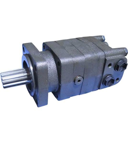 Hydraulikmotor M+S Hydraulic, Typ MSQ80SH, Hubraum 80 cm3/U, Anschlüsse (seitlich): G 1/2‘‘, Welle: Ø 1 1/4‘‘ verzahnt, Vierkantflansch