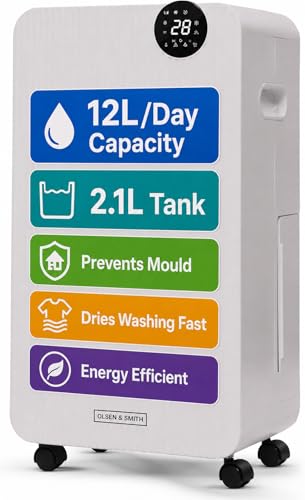 Olsen & Smith 12L/Day Quiet Dehumidifier for Home