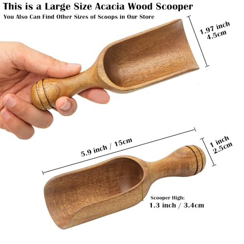 Big Coffee Scoops Shovel,Large Ground Coffee Scoop 3PCS Large Wooden Scoops for Jars 5.9″ Acacia Measuring Spoons for Coffee, Kitchen Scoop for Tea,Coffee, Powder, Bath Salts,Laundry -Multifunctional by CDEHQFB - Used condition - Image 2