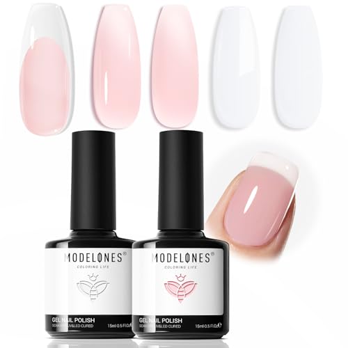 modelones Gel Nail Polish Set 2 Pcs 15ml French Manicure