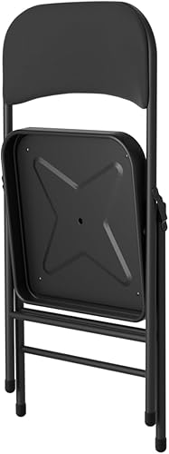 Miniatura 5 de Paquete de 6 sillas plegables negras con cojín acolchado de tela, juego de sillas de comedor acolchadas portátiles para interiores y exteriores,