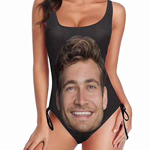 Custom Face Bathing Suit Personalized Picture Swimsuits for Women One Piece Swimwear with Husband Photos Pool Gifts