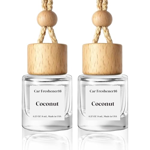 HoogaLife Car Air Freshener Diffuser 2 Pack Hanging Air Freshener Diffuser - Coconut Fragrance Oil Air D iffuser for Car 45+ Days Long Lasting Fragrance Made in USA (C16)