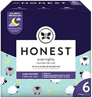 The Honest Company Overnight Diapers, Sleepy Sheep, Size 6, 42 Count Club Box