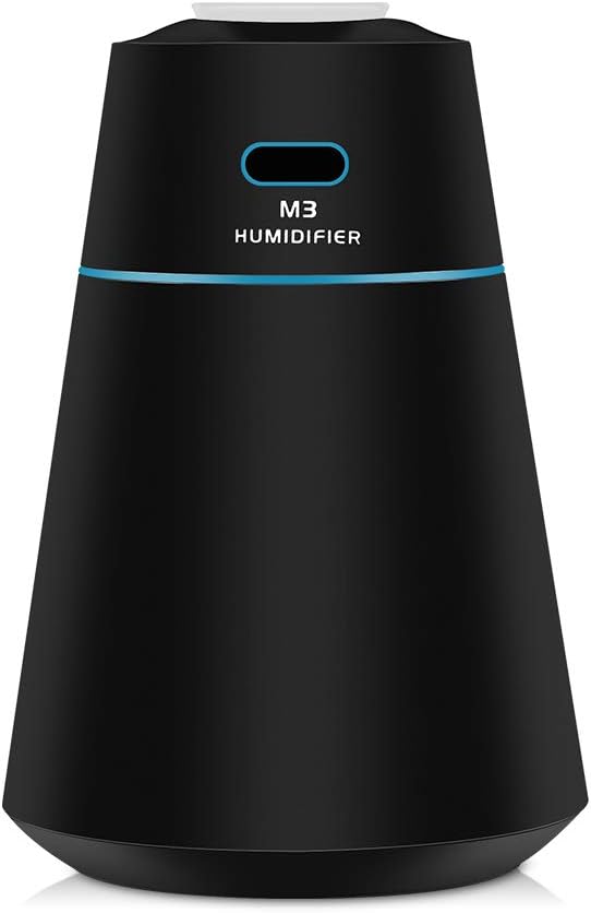 Ultrasonic Cool Mist Humidifier - 200ml Essential Oil Diffuser 7 LED Lights Humidifier with Whisper-Quiet Operation, Auto Shut-Off, and Night Light Function, Humidifiers for Baby Home Office - Black