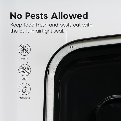Image of IRIS Premium Airtight Food Storage Container, Black, Large | Wheels for Mobility, Airtight Seal, BPA-Free, Best for Bird Seed, Cat food, Cat Litter, Chicken Feed, Pellets