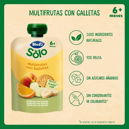 Miniatura 4 de Hero Solo Bolsitas Multifrutas con Galletas Bebé Desde 6 Meses, 18 x 100 g