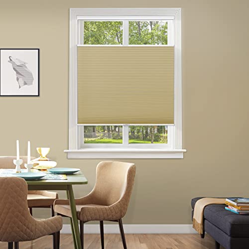 MiLin Top Down Bottom Up Blackout Cellular Shades, Cordless Window Cellular Shades Blinds for Windows Top Down Bottom Up Single Cell Honeycomb Blinds & Shades Custom Cut to Size - Coffee 56"W x 66"H